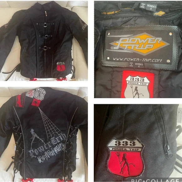 POWER TRIP MOTORCYCLE JACKET WITH AMOR BACK , ELBOW, SHOULDER PADDED PROTECTION - Picture 1 of 8